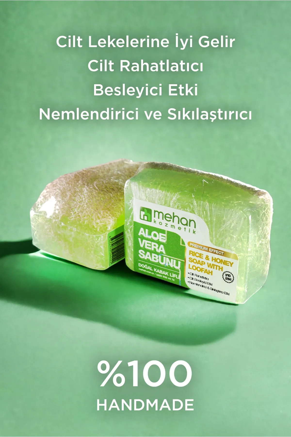 Doğal Kabak Lifli El Yapımı Aloe Vera'lı Sabun 140 Gr MHNS0005